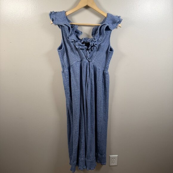 Hatch Maternity Sarah Midi Dress Size 4 XL Blue Ruffle Gauzy Comfy Breezy - Picture 2 of 13